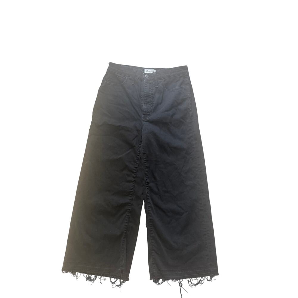 Madewell Wide Leg Crop Jeans Black Raw Hem Size 27